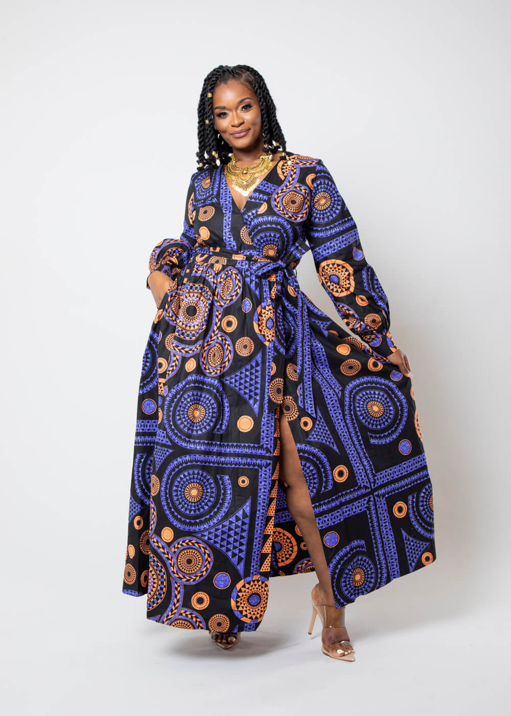 Rehema African Print Faux Wrap Maxi ...